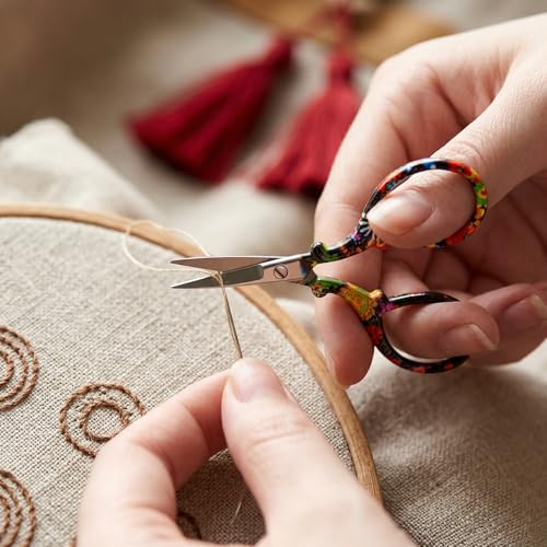 Asdirne Embroidery Scissors, Small Sewing Scissors with Leather Cover, Premium Stainless Steel, Suitable for Embroidery, Needlework, Sewing, DIY Crafts and Daily Use，2 Pack