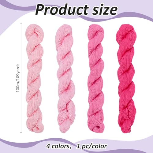 FREEBLOSS 4 Pcs Sashiko Thread Sashiko Skein 4 * 100 M Pure Cotton Embroidery Thread Japanese Sewing Threads Quilting & Embroidery Sewing Kit Supplies 4 Pink Theme Colors - color: Dark Pink