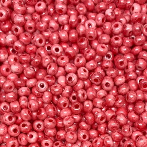 Czech 6/0 Glass Seed Beads 20 Grams 280 Pcs (Patterned Dried Rose) - color: Patterned Dried Rose