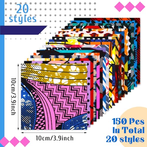 Tatuo 150 Pcs 4 × 4 Inch African Cotton Fabric Squares No Repeat - style: African