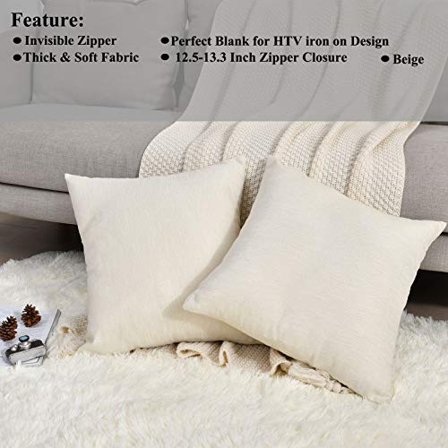 Pack 8 Linen Throw Pillow Covers Set Cushion Case for Sofa Bedroom Car, Blank for HTV Iron on Design,18x18 Inch - size: 18" x 18" (Pack of 8)
