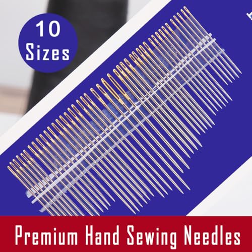 Tiazey 51 Gold Eye Sewing Needles, with Threader & 21 Colors Threads - color: 51 Gold Eye Needle with Threads