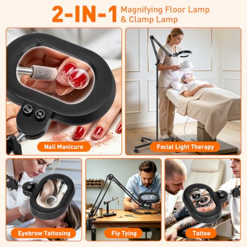 2200 Lumens 12X 30X Esthetician Magnifying Lamp, 3-Axis Magnifier - color: Black, size: 12X 30X