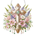 Aeepics Hanging Diamond Art Kit for Adult Religious, DIY Diamonds Painting Pendant Ornament Kit, Acrylic Diamond Art Painting Board Kit (Cross) - color: Cross