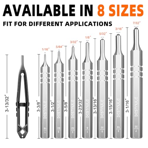 BESTNULE 8 Piece Roll Pin Punch Set, Pin Punch Set, Punch Tools with 1 Tweezers, Made of Solid Material Including Steel Punch and Tweezer, Ideal for Machinery Maintenance