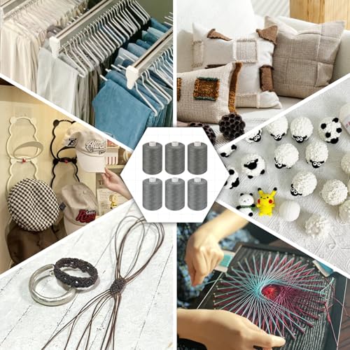 Gray Thread for Sewing, 6 Spools of 1000 Yards Polyester Quilting Thread - color: SmokyGray+LightGray