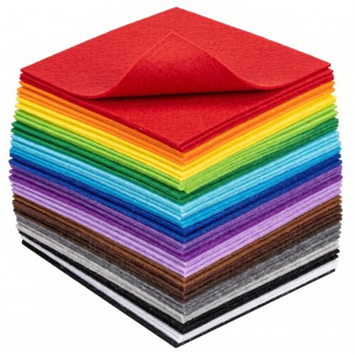 45 Pcs Felt Fabric Sheets 6x6 1mm Thickness - color: 15x15cm