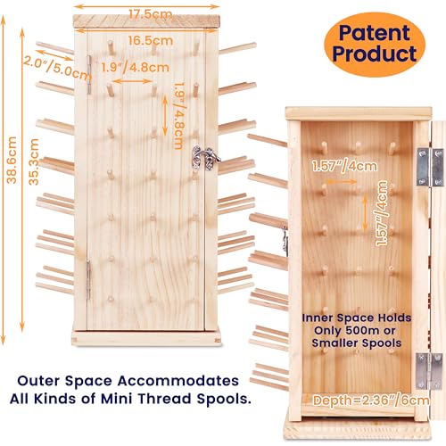 New brothread 129 Spools 360° Fully Rotating Wooden Thread Rack - color: Wood Color-129 Spools(DIY)