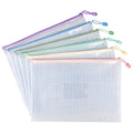 Tamaki 6 Pack Mesh Zipper Pouch Bags with Label Pocket, 13.5" x 9.5" - color: 6 Pack With Label Pocket