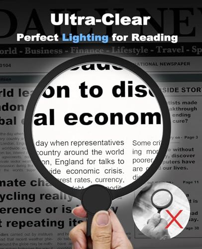 5X Hands-Free Magnifying Glass with 24 LED Lights, 5.12" Rechargeable Magnifier with Flexible Gooseneck for Neck Wear, Large Page Magnifier for Seniors Reading, Repairing, Sewing, Cross Stitch