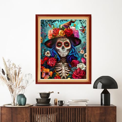 Artvxeay Stamped Cross Stitch Kits - Embroidery Kits for Beginners Cross Stitch Kits for Adults 11 CT Printed Patterns Needlepoint Kits - Flower Skeleton 16x20 inch - color: Flower Skeleton 16x20 inch