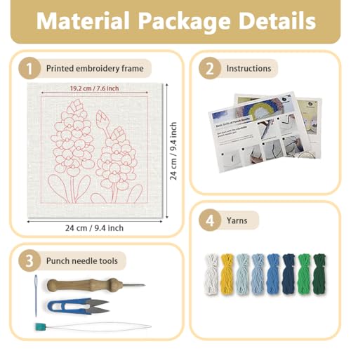 Doodlream Bluebonnet Flower DIY Punch Needle Embroidery Kit for Beginner - color: Blue Flower