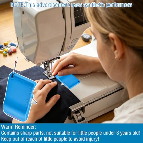 Blue Magnetic Seam Guide,Built-in Seam Ripper&Ruler Scale for SewingMachine - color: Blue