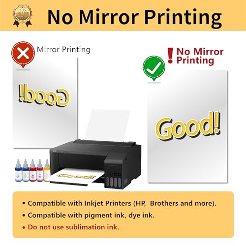 TransOurDream Heat Transfer Paper for Dark Fabric (40 Sheets, 8.5x11) Printable Heat Transfer Vinyl for T-Shirts Iron on Transfers for Inkjet Printer - color: Dark, size: 40 Sheets