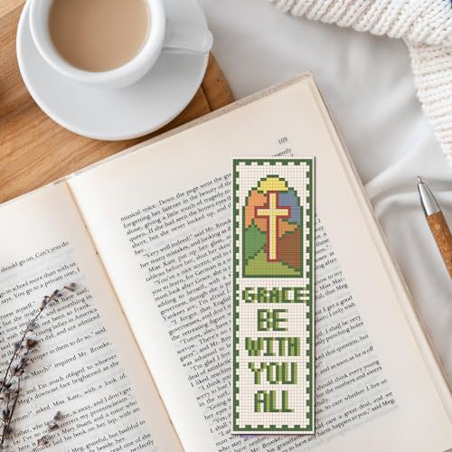 FREEBLOSS 6 Set Cross Stitch Bookmark Kits 8"x2.4" Plaid Biblical Theme - style: Bible