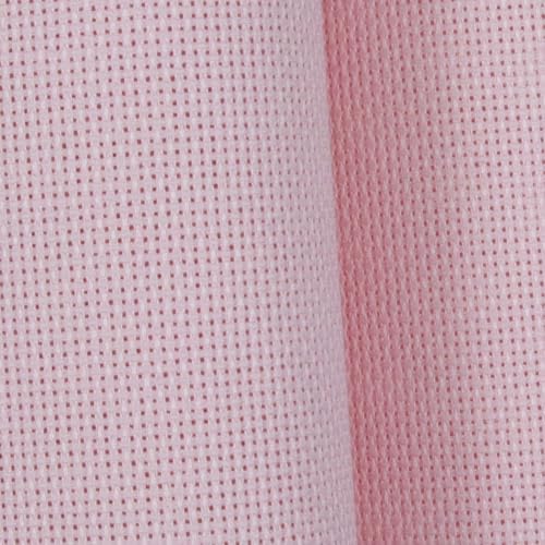 KCS 19" x 28"(48cmx72cm) 18CT Counted Cotton Aida Cloth Cross Stitch Fabric (Pink) - color: Pink