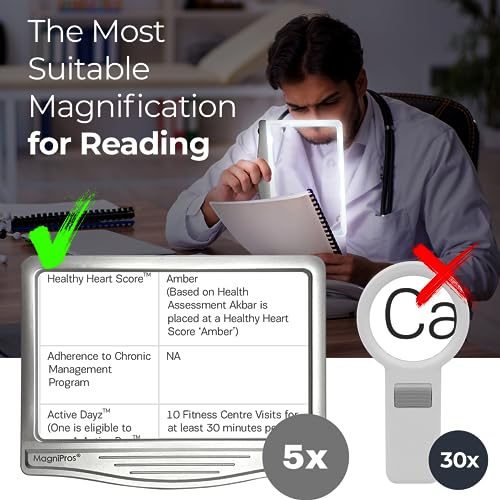 MagniPros 5X Rechargeable LED Page Magnifier with 3 Color Light Modes - color: Silver