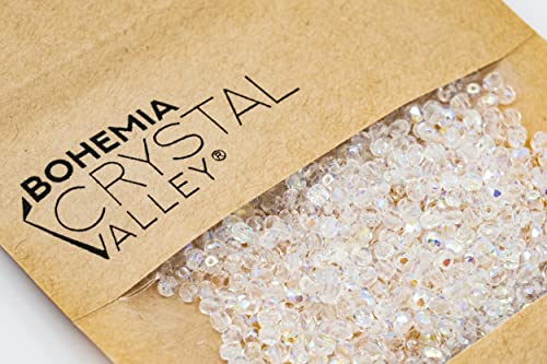 100pcs Faceted Fire Polished Pressed Czech Glass Beads 3mm (0.12in), Crystal AB 00030-28701 - color: Crystal AB