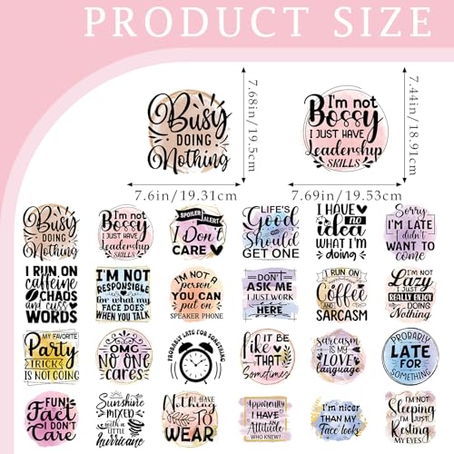 Dazoratix Funny Sarcastic Iron on Patches - 24 Sheets Sarcasm DTF Ready to Press Heat Transfer Vinyl Designs Stickers Black Humor Joke Decals for T-Shirts Women Clothes DIY Crafts Clothing Appliques - style: Sarcastic