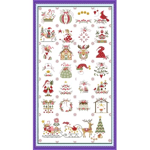 Howie's Needlepoint Cross Stitch Kits, 14CT Pre-Printed Pattern Embroidery Set Needlework, Full Range of Stamped Starter Kits(Christmas-Calendar, 17.32 x 29.53 inch) - color: Christmas-Calendar