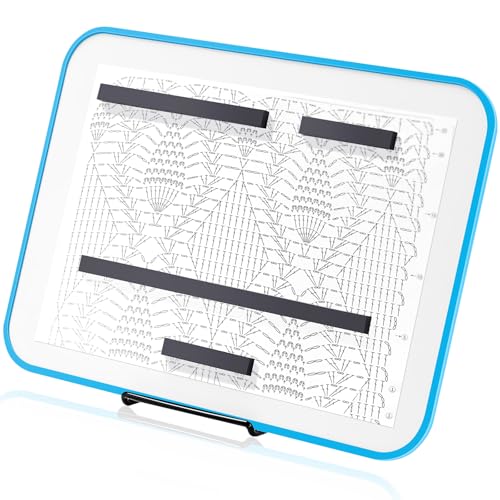 Flutesan 11 x 14 Inches Knitting Pattern Holder with 4 Replacement Magnets Knitting Chart Keeper Cross Stitch Magnetic Board Cross Stitch Accessories and Supplies for Crochet(Blue Border) - color: Blue Border, size: 11 x 14 Inches