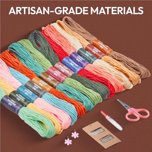 Craftwiz Embroidery Kit for Beginners, 4 Patterns, Learn 31 Stitches