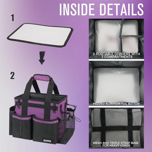 SCAVATA Compact Wearable Cleaning Caddy with Handle & Shoulder Straps - color: RoyalPurple