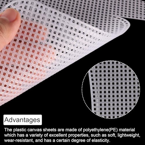 MECCANIXITY 4Pcs Plastic Mesh Canvas Sheet 6 Count 33.5 cm/ 13.2" for Crochet Bag Making Crossbody Bag Blank Canvas for Embroidery Needlepoint, Bag, Knit Crochet Mesh, White - color: White, size: 33.5cm