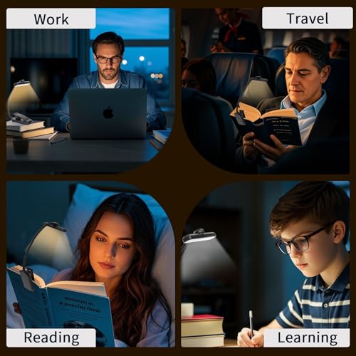 Rechargeable Book Light, Clip-On LED Reading Light, Eye-Caring - color: Black, size: Rotating
