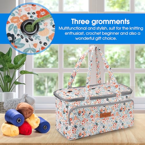 Yarn Bag-Yarn Storage Organizer with Grommets-Portable Crochet Bag for Yarn Skeins-Crochet Hooks-Knitting Needles -Other Accessories (Daisy) - color: Daisy