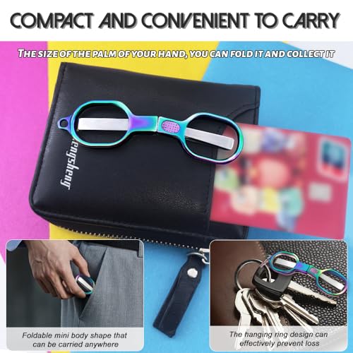 2PCS Folding Scissors, Color Stainless Steel Portable Travel Scissors, Foldable Pocket Badge Mini Small Scissor with 2 Key Ring, Gift for Men Safety Scissor for Outdoor, Fishing, Sewing, Home, Office - color: Color