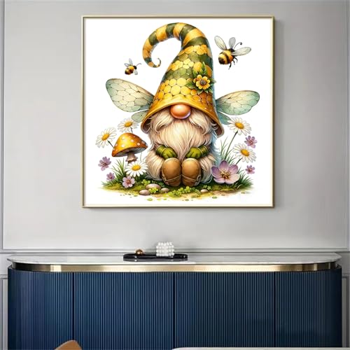 Gnome Stamped Cross Stitch Kits for Adults Beginner, Flowers bee Counted Cross Stitch Kits Printed Stitching Cute Patterns Dimensions Needlepoint Art Crafts Embroidery Kits for Adults - color: Cross Stitch-1222-2