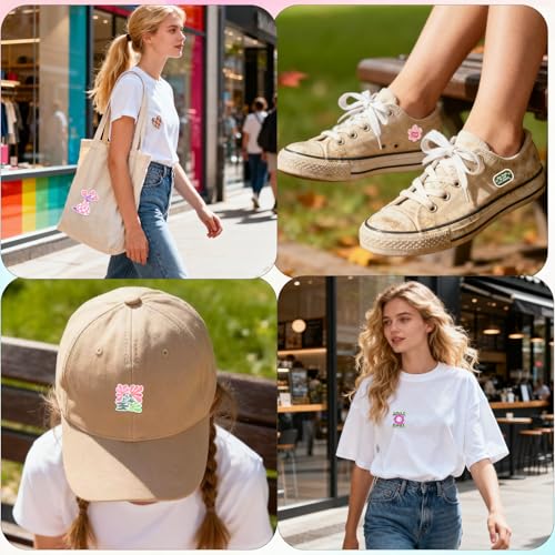 20 PCS Danish Pastel Embroidered Iron On Patches for Clothes,Girly Cute Aesthetic Sew On Applique Patch for Women,Boho Positive Affirmations Embroidery Patches for Hat,Backpack,Jackets,Jeans - color: Danish Pastel