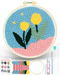 FIVEIZERO Punch Needle Kit for Beginners,Yellow Flower Patterns - color: Yellow Flower