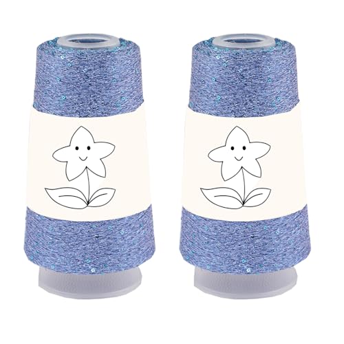 2 Balls Sequin Sparkle Lurex Yarn, Shining Glitter Metallic Knitting-in Accessory Yarn Thread for Knitting and Crochet Sweater Shawl 5000 Yards (1, Shining Blue) - color: Shining Blue