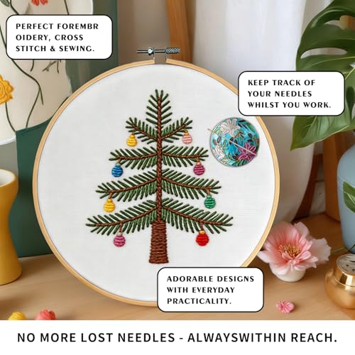 Needle Minder Magnet, Magnetic Needle Minder, Needle Minders Magnetic Cross Stitch Accessories, Magnetic Needle Holder, Life Tree, Butterfly, Cats, Owl, Heart (Lily) - size: Lily