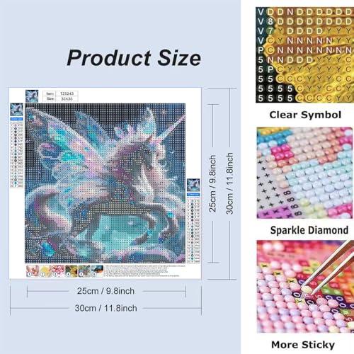 WCHUIMM Unicorn Diamond Art Kits for Adults-5D Pony Diamond Painting Kits for Beginners, DIY Full Round Drill Diamonds Gem Art for Home Decor 12X12Inch - color: Unicorn