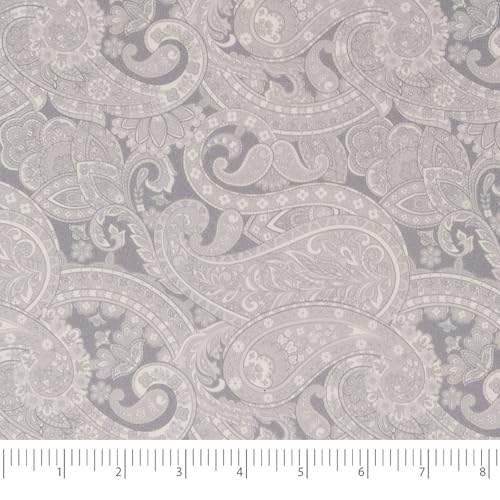 ROC-lon® 100% Cotton, 108" Wide, Preshrunk, Lightweight, Quilt Backing Fabric for Sewing and Craft Paisley Grey, Cut By Yard - color: Paisley Grey, size: Cut by the yard