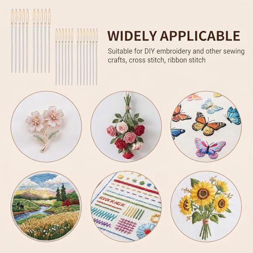 30PCS Cross Stitch Needles Size 22 Stainless Steel Large Eye Hand Sewing Needles with Transparent Box Needlepoint Needle
