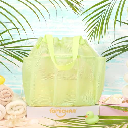 famichan Mesh Shower Caddy Portable with Drawstring, Dorm Room Essentials for College Students Girls & Boys, Large Shower Bag for Camping,Swimming,Gym,Travel,Bathroom - Green - color: GREEN
