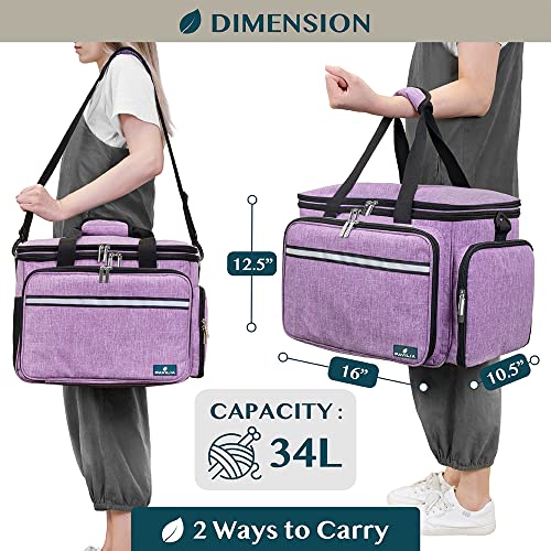 PAVILIA Knitting Yarn Storage Bag Crochet Organizer for Knitter, Purple - color: Heather Purple
