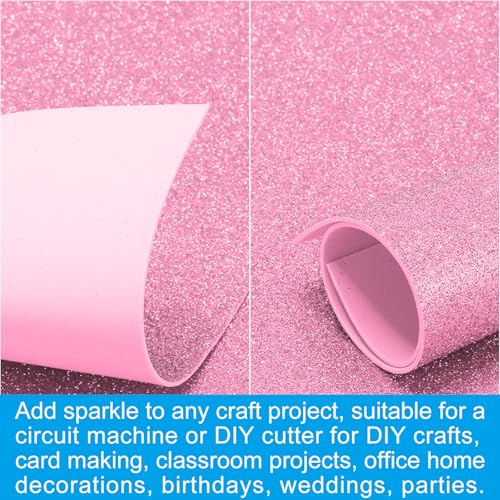PATIKIL Pink Shiny EVA Glitter Foam Sheet 11.8 x 7.9 Inch 2mm Thick Sparkle EVA Glitter Felt for Crafts DIY Project, 5 Pcs - color: Pink