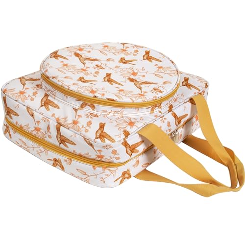Portable Square Cross Stitch Starter Kits Bag Embroidery Project Bag Embroidery Tool Storage Tote Bag with Multifunctional Pockets, Bag Only (Bird Pattern) - color: Bird Pattern