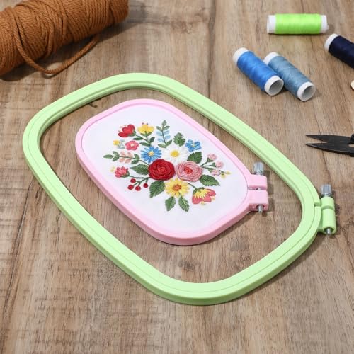 Nogeqi 2PCS Square Embroidery Hoop, Plastic Cross Stitch Hoop, Rectangle Embroidery Ring for Sewing Needlework Cross Stitch Projects (2 Size)