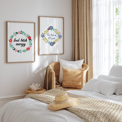 Louise Maelys Funny Quote Embroidery Kit for Beginners Floral Wreath DIY - color: Pattern 23