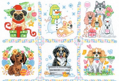 RIOLIS 2245 Dog Calendar Counted Cross Stitch Kit 11.75 x 15.75 in