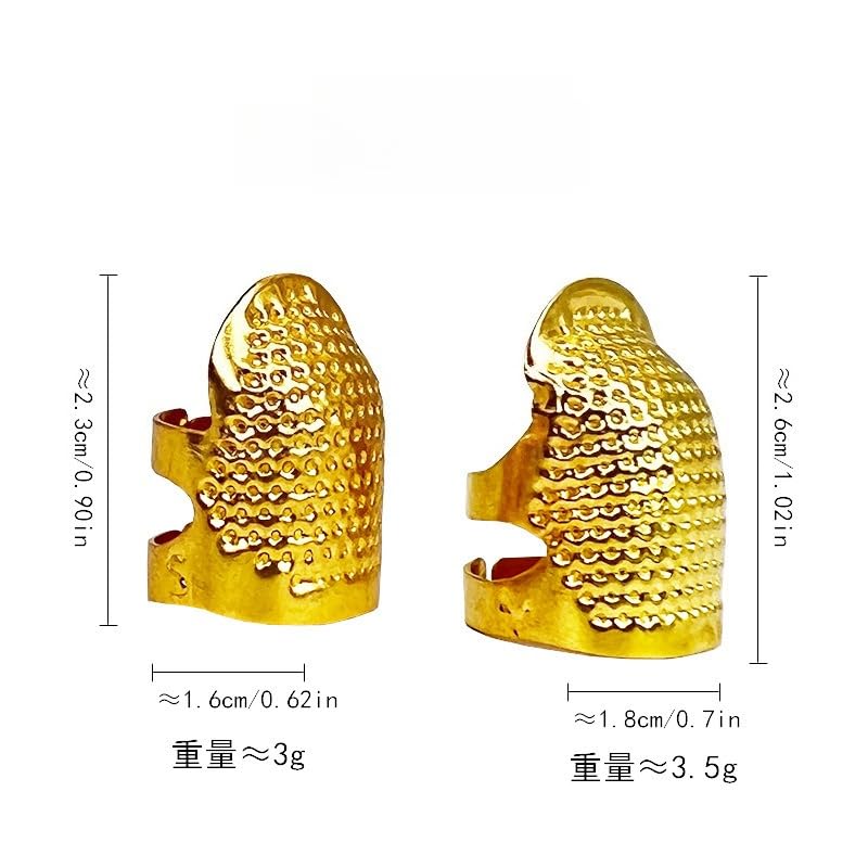 2 Pack Adjustable Metal Sewing Thimbles S+M – Finger Protector for Quilting Embroidery Needlework and DIY Craft Safety Use (2PC-S-M-Gold) - color: 2PC-S-M-Gold