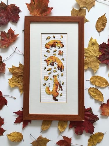 RIOLIS 1879 Foxes in Leaves Counted Cross Stitch Kit 3 x 9.5 in - style: Foxes in Leaves 1879
