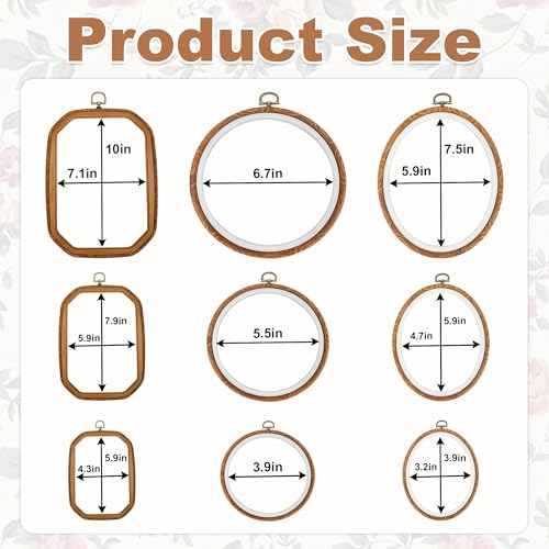 9Pcs Multi-Shape Embroidery Hoops DIY Sewing Display Frames