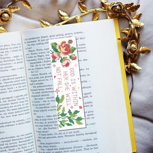 FREEBLOSS 6 Set Cross Stitch Bookmark Kits Flowers 8 * 2.4inch - style: Floral Text